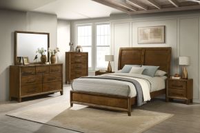New Classic 00-B0182-36N Ballard - 5/0 Queen 6 Piece Bedroom Set (Bed, Dresser, Mirror, Chest, 2 Nightstands) - Brown