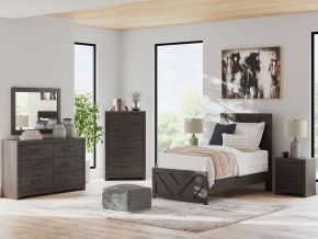 Signature Design by Ashley® B3789/31/36/53/83 Prendonea - 4 Pc. - Dresser, Mirror, Twin Panel Bed - Charcoal
