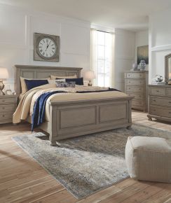 Signature Design by Ashley® B733/31/36/57/54/96/92(2) Lettner - Light Gray - 7 Pc. - Dresser, Mirror, Queen Panel Bed, 2 Nightstands