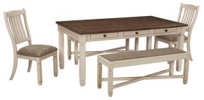 Signature Design by Ashley® D647/25/01(2)/00(2) Bolanburg - Beige - 5 Pc. - Dining Room Table, 2 Side Chairs, Bench (2)