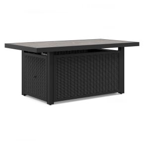 Signature Design by Ashley® P792-773 Beachcroft - Rectangular Fire Pit Table - Black / Light Gray