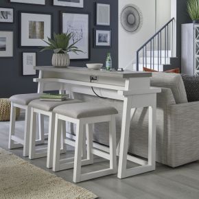 Liberty Furniture 499-OT-4PCS Palmetto Heights - 4 Piece Console Set (Console 3 Stools) - White