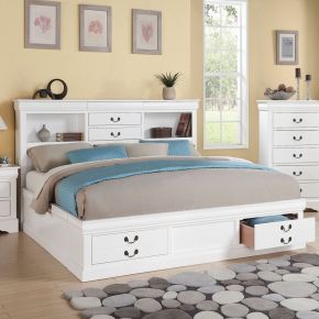 ACME 24487EK ACME 24487EK Louis Philippe III - Eastern King Bed With Storage - White
