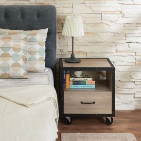 ACME 97266 Bemis - Accent Table - Rustic Natural & Black