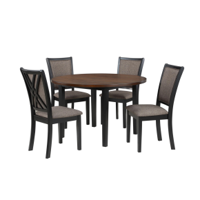 New Classic D4832B-48S-RND Potomac - 5 Piece Round Dining Set (Table & 4 Chairs) - Brown / Black