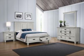 CoasterEssence 205330KE-S4 Franco - 4 Piece King Bedroom Set - Distressed White