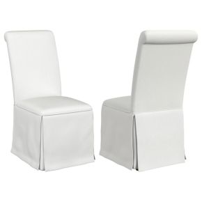 Coaster Fine Furniture 100748 Shawna - Upholstered Skirted Dining Chair (Set of 2) - White