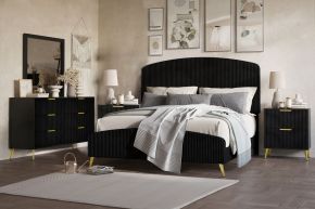 New Classic 00-4378K-15N Kailani - 6/6 Eastern King 5 Piece Bedroom Set (Bed, Dresser, Mirror, 2 Nightstands) - Black