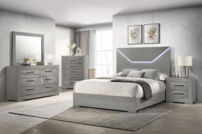 Coaster Fine Furniture 224971KE-S5 Ives - 5 Piece Eastern King Bedroom Set - Gray High Gloss