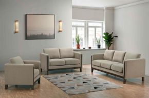 Coaster Fine Furniture 511101-S3 Islington - 3 Piece Upholstered Panel Arm Sofa Set - Taupe