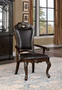 Furniture of America CM3146AC-2PK Lombardy - Arm Chair (Set of 2) - Walnut / Dark Brown