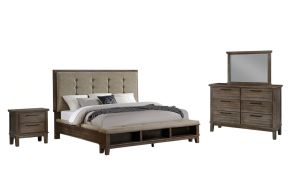 New Classic 00-594G-14N Cagney - 6/6 Eastern King 4 Piece Bedroom Set (Bed & Dresser & Mirror & Nightstand) - Vintage