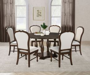 Coaster Fine Furniture 109400-S7 Landon - 7 Piece Round Dining Table Set - Rich Brown