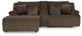 Signature Design by Ashley® 92705S5 Top Tier - 3-Piece Reclining Sectional Sofa With Laf Press Back Chaise - Chocolate