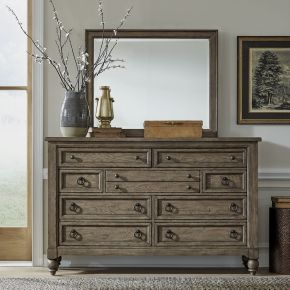 Liberty Furniture 615-BR-DM Liberty Furniture 615-BR-DM Americana Farmhouse - Dresser & Mirror - Dusty Taupe