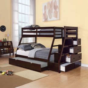 ACME 37015 ACME 37015 Jason - Twin Over Full Bunk Bed With Trundle & Storage - Espresso