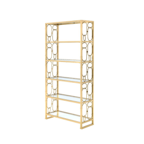 ACME 92470 Milavera - Bookshelf - Gold & Clear Glass - 77"