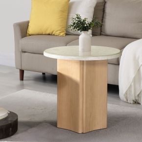 ACME LV03006 Qwin - End Table With Marble Top - Oak