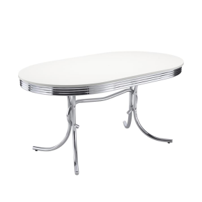 CoasterEveryday 2065 Retro - Oval Wood Top Dining Table - White And Chrome