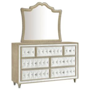 CoasterElevations 223523M Antonella - 7-Drawer Upholstered Dresser With Mirror - Ivory
