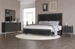 New Classic 00-B1891-14N Ava - 6/6 Eastern King 4 Piece Bedroom Set (Bed & Dresser & Mirror & Nightstand) - Black