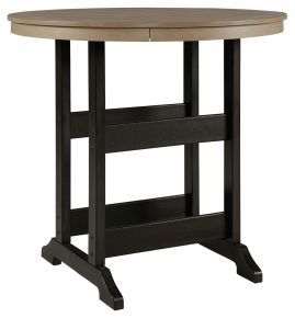 Ashley Furniture P211-613 Fairen Trail - Round Bar Table w/Umb OPT - Black / Driftwood