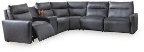 Benchcraft® U14001S9 Benchcraft® U14001S9 ModZ - 6-Piece Power Reclining Sectional With Audio Console - Blue