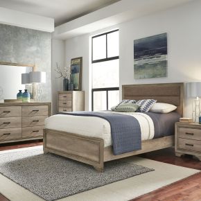 Liberty Furniture 439-BR-CKUBDMCN Sun Valley - 5 Piece Bedroom Set (California King Uphosltered Bed, Dresser & Mirror, Chest, Nightstand) - Light Brown