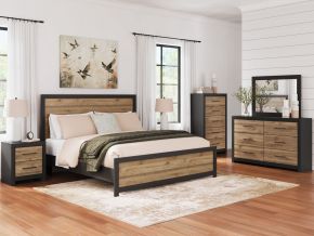 Signature Design by Ashley® B2073/31/36/72/97/92(2) Vertani - Black - 6 Pc. - Dresser, Mirror, King Panel Bed, 2 Nightstands