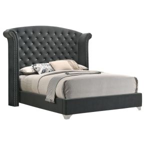 CoasterEveryday 223381KE Melody - Upholstered Eastern King Wingback Bed - Gray