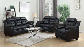CoasterEveryday 506551-S3 Finley - 3 Piece Upholstered Padded Arm Tufted Sofa Set - Black