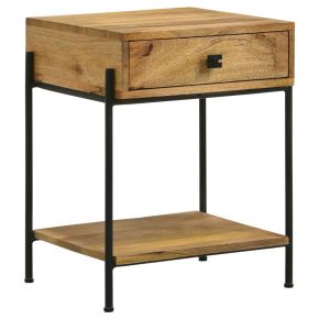 CoasterEssence 959556 Declan - 1-Drawer Wood Accent Side Table - Natural Mango
