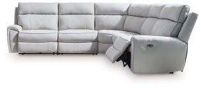 Signature Design by Ashley® PC98802S8 Social Pointe - 5-Piece Power Reclining Sectional - Pearl / Ash