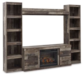 Ashley Furniture EW0200W8 Ashley Furniture EW0200W8 Derekson - 4-Piece Entertainment Center With Electric Fireplace - Multi Gray
