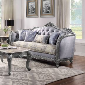 ACME 55345 Ariadne - Sofa With 5 Pillows - Fabric & Platinum
