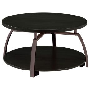 CoasterEssence 722208 Dacre - Round Engineered Wood Top Coffee Table - Dark Gray