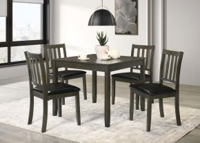 Coaster Fine Furniture 150410 Parkwood - 5 Piece Square Dining Table Set - Charcoal