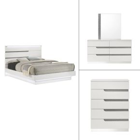 New Classic 00-B69-24C Paradox - 6/0 Western King 4 Piece Bedroom Set (Bed & Dresser & Mirror & Chest) - White