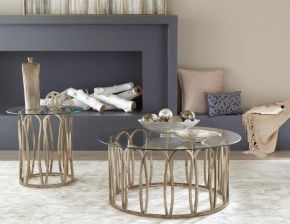 Coaster Fine Furniture 708058-S2 Monett - 2 Piece Coffee And End Table Set - Chocolate Brass