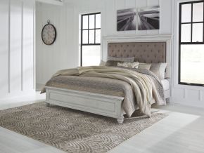Benchcraft® B777/157/54/96 Kanwyn - Queen Upholstered Panel Bed - Whitewash
