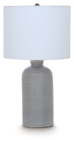 Signature Design by Ashley® L100924 Wimlow - Ceramic Table Lamp - Gray Blue