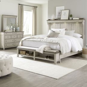 Liberty Furniture 457-BR-KMSDM Ivy Hollow - 3 Piece Bedroom Set (King Mantle Storage Bed, Dresser & Mirror) - White