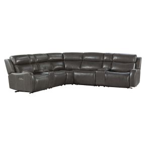 Intercon WW-SC-SECSET-CGR-6PC Wainwright - Dual-Power Sectional Set - Charcoal Gray