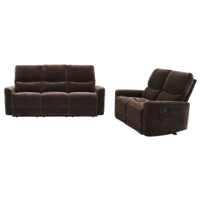Coaster Fine Furniture 609571-S2 Navarro - 2 Piece Upholstered Reclining Sofa Set - Dark Brown