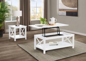 Coaster Fine Furniture 722088-S2 Skyview - 2 Piece Rectangular Lift Top Coffee Table Set - White