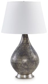 Signature Design by Ashley® L430834 Bluacy - Glass Table Lamp - Antique Gray