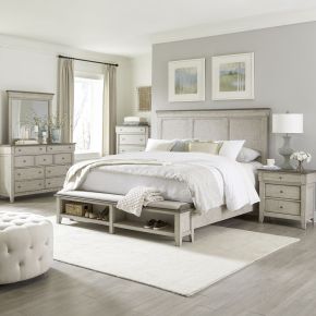 Liberty Furniture 457-BR-QSBDMCN Ivy Hollow - 5 Piece Bedroom Set (Queen Storage Bed, Dresser & Mirror, Chest, Nightstand) - White