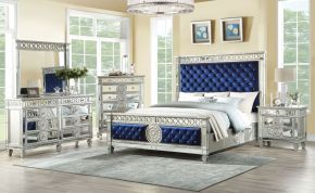 ACME 26150Q Varian - Queen Bed - Blue Velvet & Mirrored