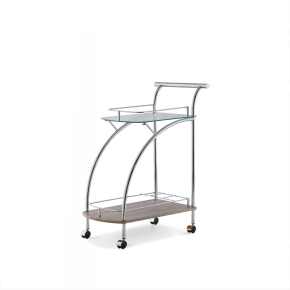 ACME 98272 Badin - Serving Cart - Chrome & Clear Glass