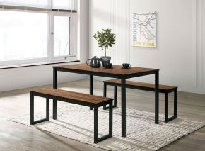 Furniture of America CM3202BR-T-3PK Tripoli - 3 Piece Dining Set - Walnut / Black